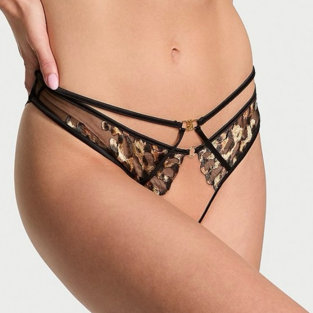 Victoria’s Secret Very Sexy Leopard Embroidery Crotchless Brazilian Panty